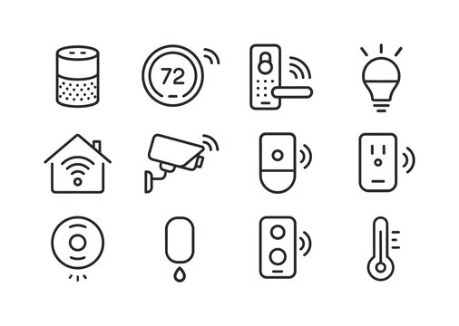 Smart Home Icons. Smart home devices. Line icon set of smart hom