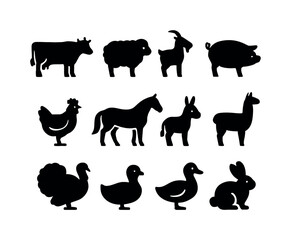 Obraz premium Farm Animals Icons. Farm animals. Solid icon set of farm animals