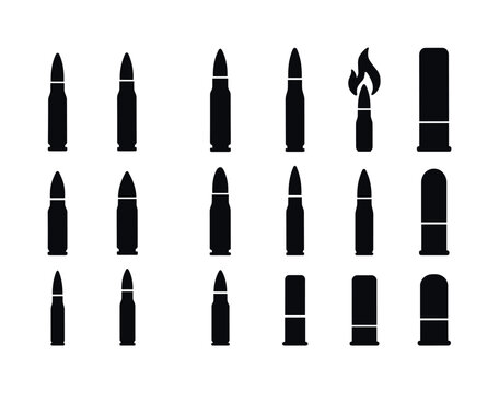 Military Rounds Icons. military rounds. Solid icon set of milita