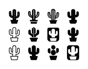 Obraz premium Cactus Icon Variations. Cactus. Icon set. Set Logo of Cactus: ca