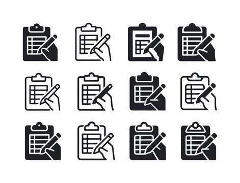 Timesheet Icon Variations. Filling out a timesheet or logbook. I