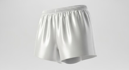 Blank White Athletic Shorts Mockup with Elastic Waistband on Light Background
