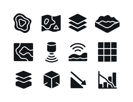 Depth Mapping Icons. Depth mapping. Solid icon set of Depth mapp