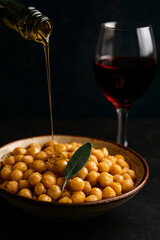 ceci all'olio Tuscan dish and Chianti AI generated