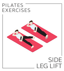 Pilates Exercise Side Leg Lift Isometric Vector