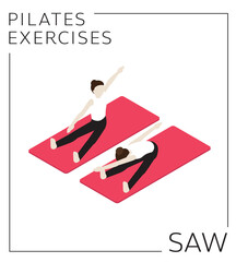 Pilates Exercise Saw Isometric Vector