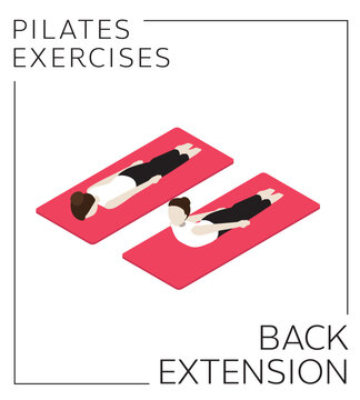 Pilates Exercise Back Extension Isometric Vector