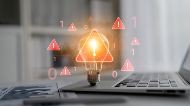 Concept of a critical security warning and system error. This alert signifies a significant problem, danger, or failure that requires immediate attention to manage the risk. Fermion