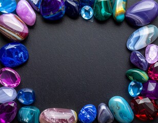 色鮮やかな天然石とパワーストーンの枠組み