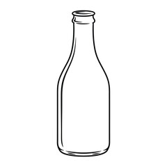 Milk Bottle Outline Vector Icon for Fresh Dairy and Beverage Packaging