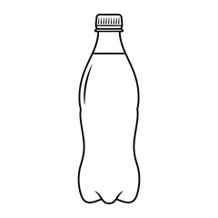 Soda Bottle Outline Vector Icon for Carbonated Drink and Refreshment