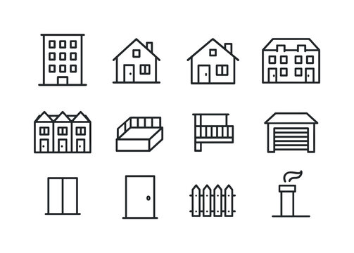 Town Housing Icons. Town Housing. Line icon set of Town Housing: