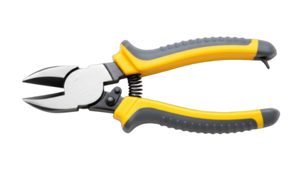 Yellow and Gray Wire Cutters Isolated on White Background.