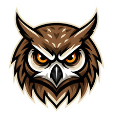 Fototapeta premium Owl Head Mascot Logo Illustration, Fierce Owl Face Vector Icon