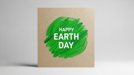 Card design with a green scribble and text "Happy Earth Day", celebrating environmental awareness