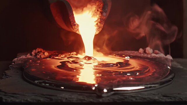 Molten Metal Pouring Process - A Visual Spectacle of Industrial Production.