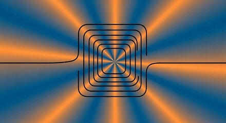 Dynamic gradient backdrop with a central focus radiating lines and squares