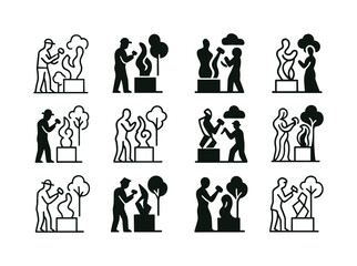 Fototapeta premium Art Installation Logos. A sculptor designing a public art instal