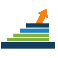 Stepping Upward: An abstract depiction of progression towards success, featuring ascending steps and an upward-pointing arrow, symbolizing growth and ambition.