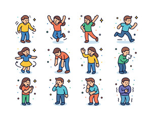 Naklejka premium Colorful Motion Icons. Physical Motion. Colorful isometric vecto
