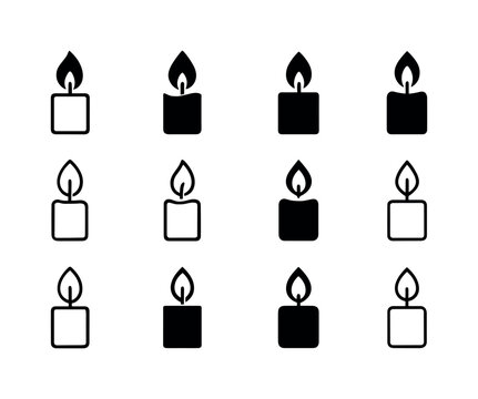 Candle Light Icons. Candle Light. Icon set. Set Logo of Candle L