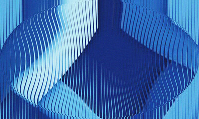 Dark Blue Geometric Sphere Abstract Background with Textured Wavy Lines and Digital Glitch Effect