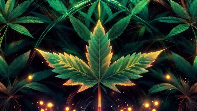 Marijuana Leaf Trippy Evolving Psychedelic evolving Animation Seamless Loop