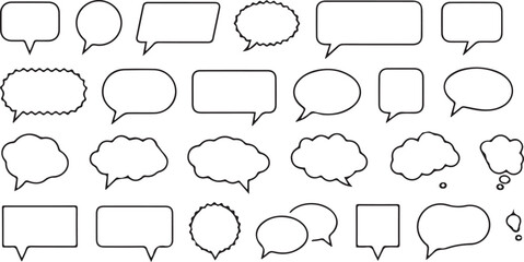 Obraz premium Speech Bubble Vector Set — Talk Bubble Icons, Cloud Chat Balloons, Dialogue Message Shapes Collection