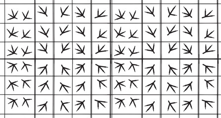 Modern Monochrome Bird Footprint Seamless Pattern Vector – Contemporary Fabric Textile Print