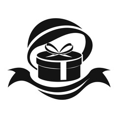 Vector illustration of a hot gold cup gift box with a red heart bow decoration for a Christmas holiday celebration