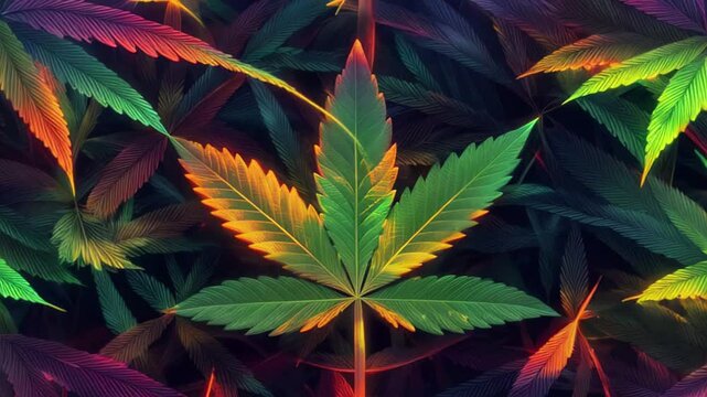Marijuana Leaf Trippy Evolving Psychedelic evolving Animation Seamless Loop