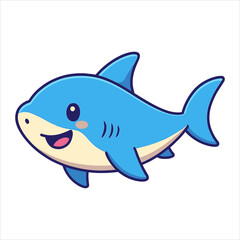 Fototapeta premium Playful Cartoon Shark with Smiling Face and Cheerful Expression.