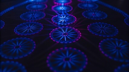 Abstract digital network with glowing with interconnected nodes and geometric lines, for data connections, technology AI, blockchain, cybersecurity, data science, and digital communication.