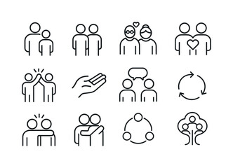 Family Relationship Icons. Family relationships. Line icon set o