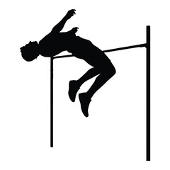 High Jumper Silhouette Against White Background