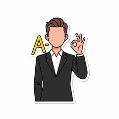 Minimal Business Character Showing Confidence with Abstract Hand Gesture &ndash; Clean Isolated Vector