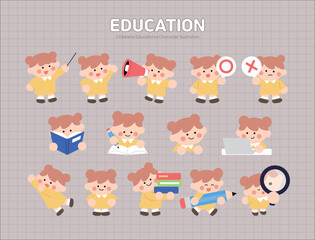 여자아이 교육 캐릭터 일러스트 모음