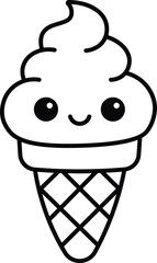 Cute Ice Cream Coloring Page Line Art