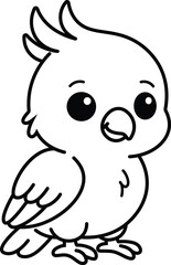 Cute Parrot Baby Coloring Page Line Art