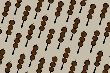 Meatball Skewers Doodle Pattern Vector Background