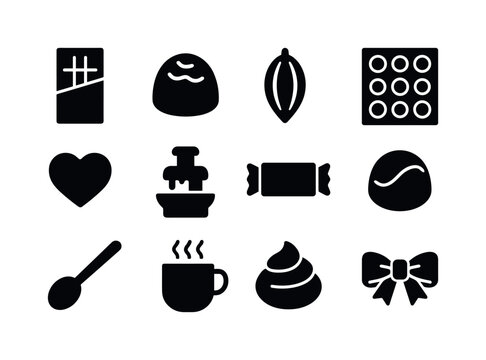 Digital Chocolate Icons. Chocolate Shop. Solid icon set of Choco