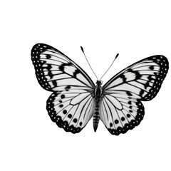 Fototapeta premium A close-up of a black and white butterfly on a white background. transparent background