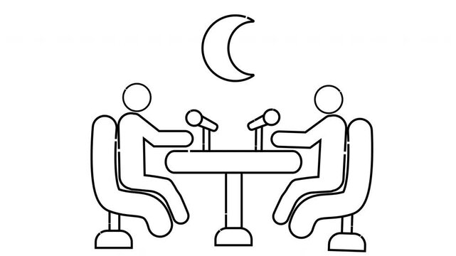 Two people engaging in a nighttime conversation at a round table