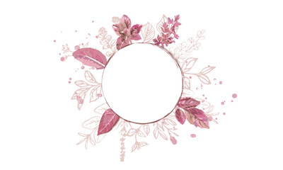 Botanical Herbal Frame with Green Leaves for Organic Branding - Herbal illustration forming a green botanical frame with copy space for organic products and wellness communication.