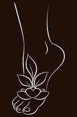 Continuous Line Foot and Flower Art