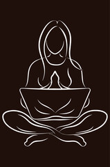 Single line art person with laptop