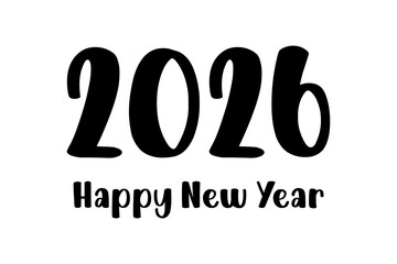 Happy New Year 2026 Transparent Background Trendy Celebration Design