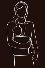 Continuous line of mother and baby