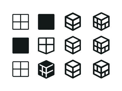 Boxy Logo Variations. Boxy Structure. Icon set. Set Logo of boxy