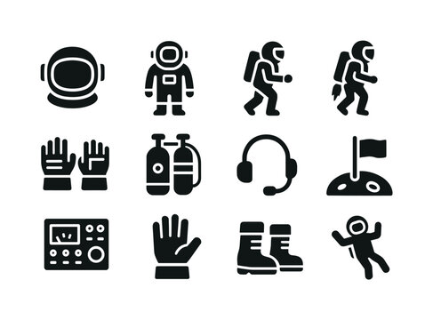 Astronaut Icons Set. Astronaut. Solid icon set of Astronaut: ast